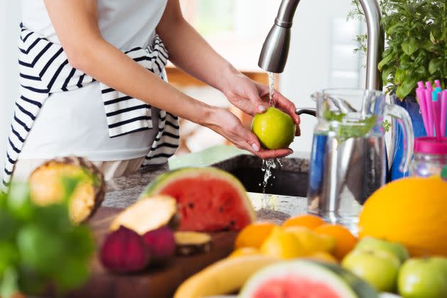 Washing your produce in water alone is a better alternative than using soap.