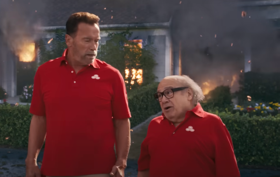 Arnold Schwarzenegger and Danny DeVito star in State Farm's "Like A Good Neighbaaa" commercial.