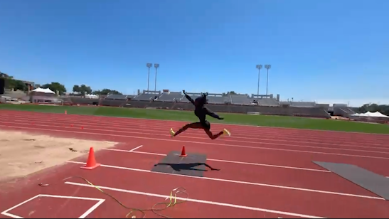 Ackelia Smith has been building momentum with some of her best long and triple jump distances to date. She hopes to compete in the Olympics for Jamaica. (KXAN Photo/Jala Washington)