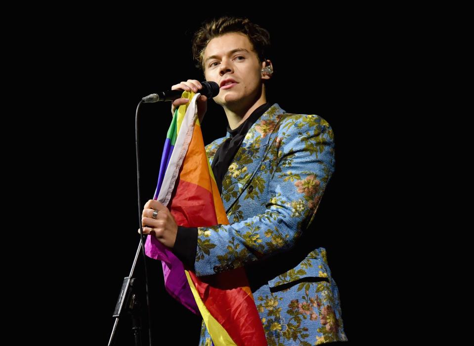 Thanks to the internet, everyone knew the setlist for his first solo tour but Harry kept fans surprised by wearing a different printed suit every night. He wore this same suit later in the year in his music video for “Kiwi.”