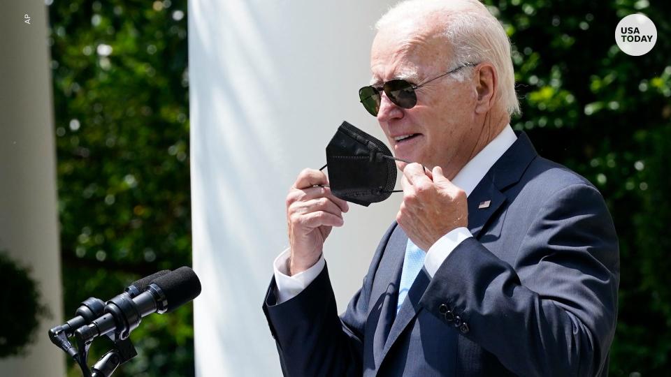 President Joe Biden speaks in the Rose Garden of the White House on July 27 after recovering from COVID-19.