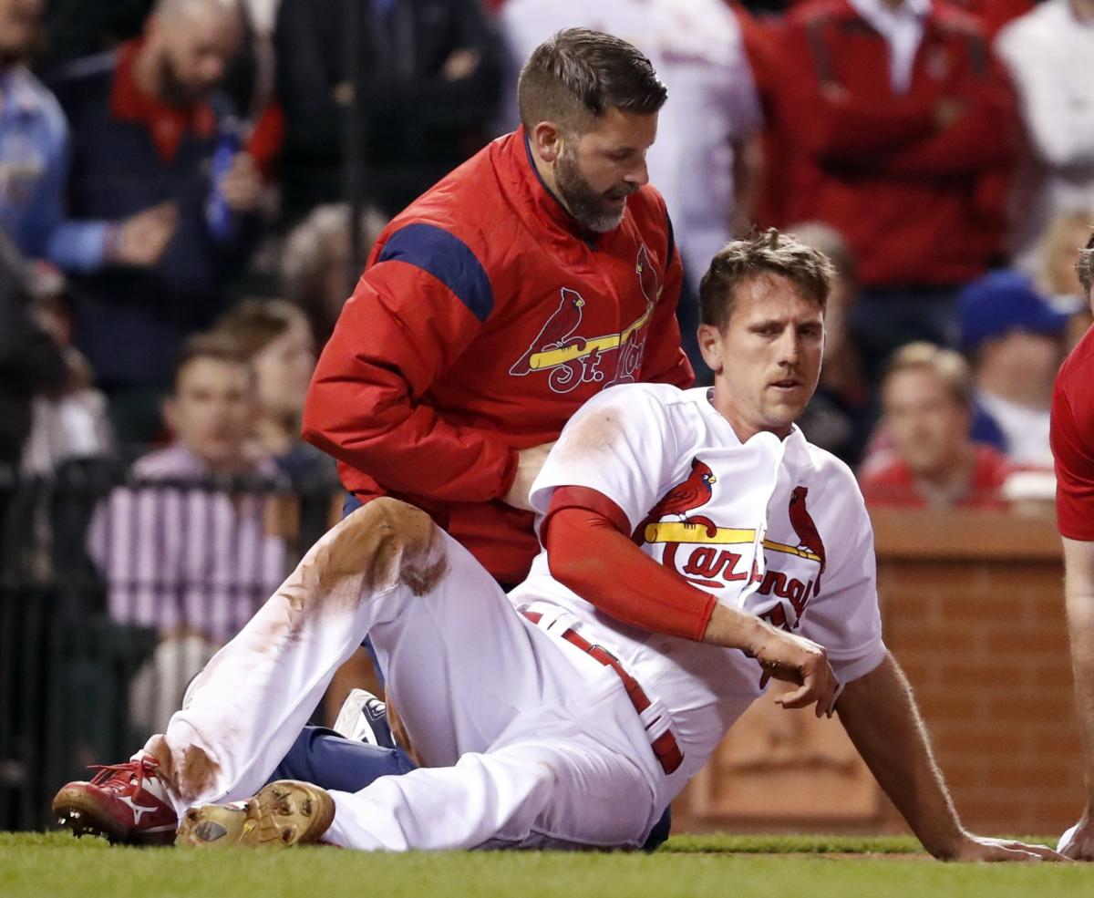 Stephen Piscotty exits game after getting hit three times in one inning