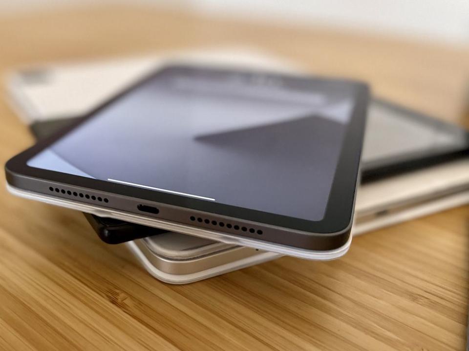 stack of tablets on table