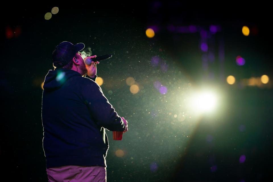 Luke Combs performs at Empower Field at Mile High in Denver, Colo., Saturday, May 21, 2022. The show kicked off Combs’ first-ever headlining stadium tour.