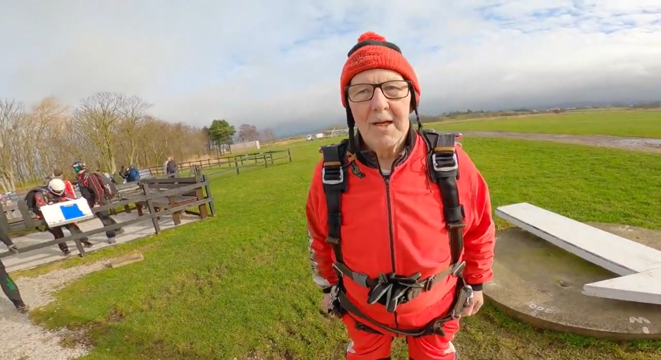 Mr Lowery loved the skydive, and particularly liked the landing (Black Knights Parachute Centre/PA)