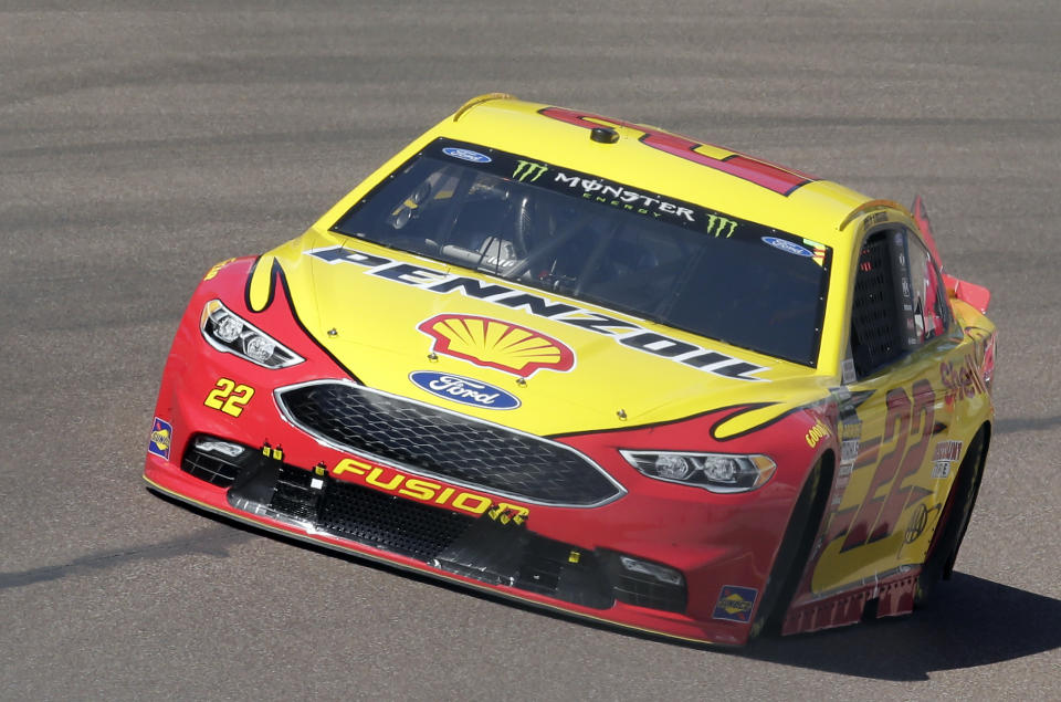 Joey Logano finished fourth on Sunday. (AP Photo/Rick Scuteri)