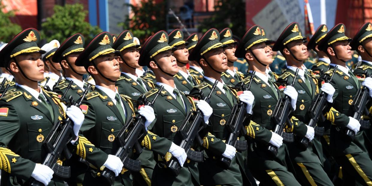 Chinese soldiers marching