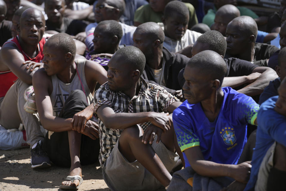 Prisoners are seen inside Chikurubi Maximum prison before their release on the outskirts of the capital Harare, Thursday, April 18, 2024. Zimbabwe President Emmerson Mnangagwa has granted amnesty to more than 4,000 prisoners in an independence day amnesty. The amnesty coincided with the country's 44th anniversary of independence from white minority rule on Thursday and included some prisoners who were on death row. (AP Photo/Tsvangirayi Mukwazhi)