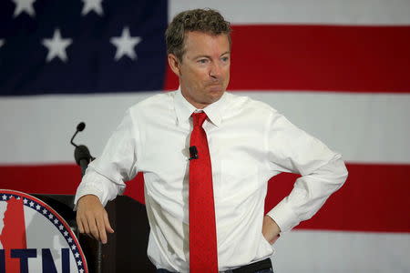 Republican presidential candidate U.S. Senator Rand Paul (R-KY) speaks at the First in the Nation Republican Leadership Conference in Nashua, New Hampshire April 18, 2015. REUTERS/Brian Snyder