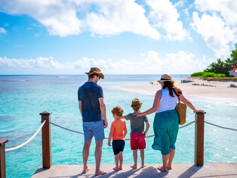 Family looking at ocean