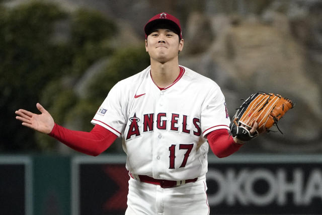 Anaheim, California, June 21, 2023. Shohei Ohtani (C) of the Los