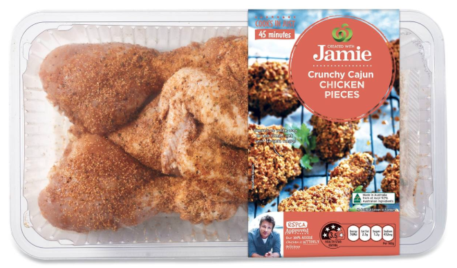 Picture of Crunch Cajun Chicken Pieces from Jamie Oliver's Woolworths collection, which is what the man purchased.