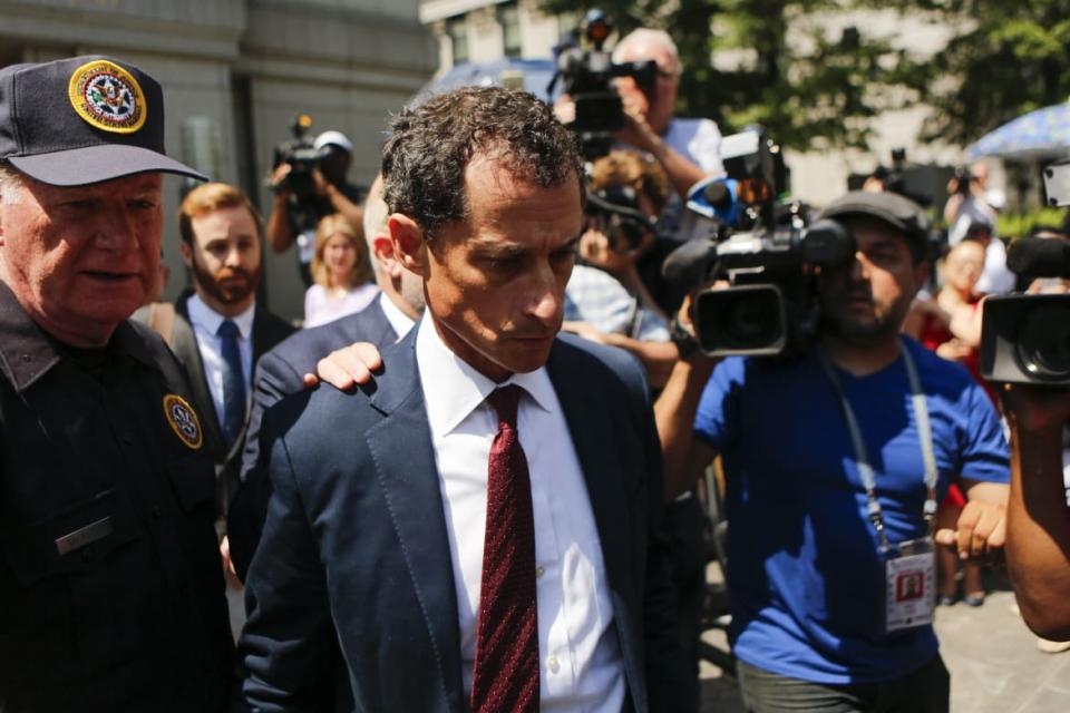 <div class="inline-image__title">685257368</div> <div class="inline-image__caption"><p>Former Democratic Congressman Anthony Weiner (C) exits federal court in Manhattan after pleading guilty in sexting case on May 19, 2017 in New York City. </p></div> <div class="inline-image__credit">Getty</div>