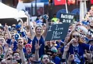 <p>Toronto Maple Leafs fans cheer before the Leafs play the Washington Capitals in Game Six of the Eastern Conference First Round during the 2017 NHL Stanley Cup Playoffs at the Air Canada Centre on April 23, 2017 in Toronto, Ontario, Canada. (Photo by Kevin Sousa/NHLI via Getty Images) </p>