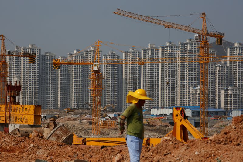 Residential apartments are under construction at Hengqin Island