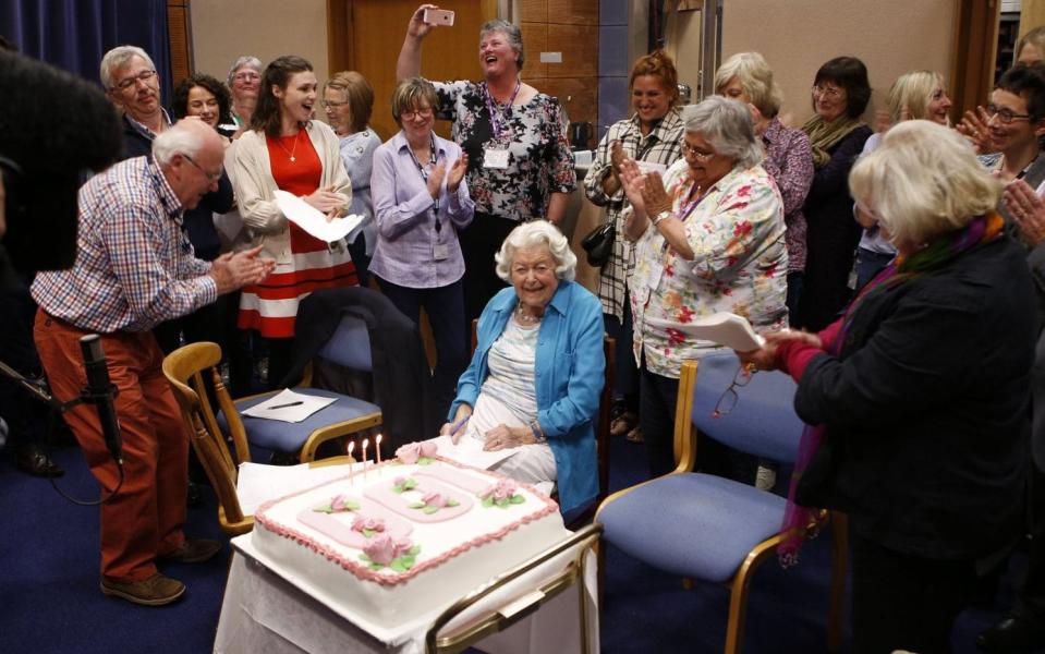 Cast and crew of The Archers wishing June Spencer a happy 100th birthday for this Friday - BBC/The Archers/Twitter