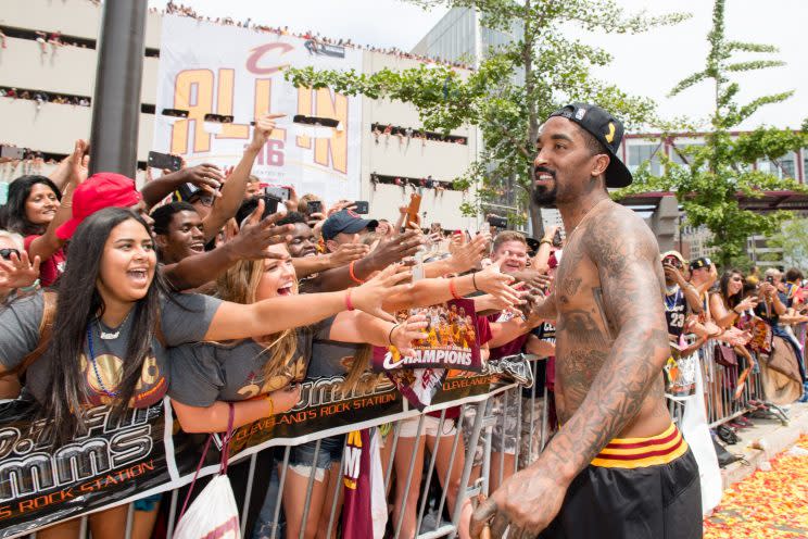 At least, J.R. Smith can put a Cavs shirt back on. (Getty Images)