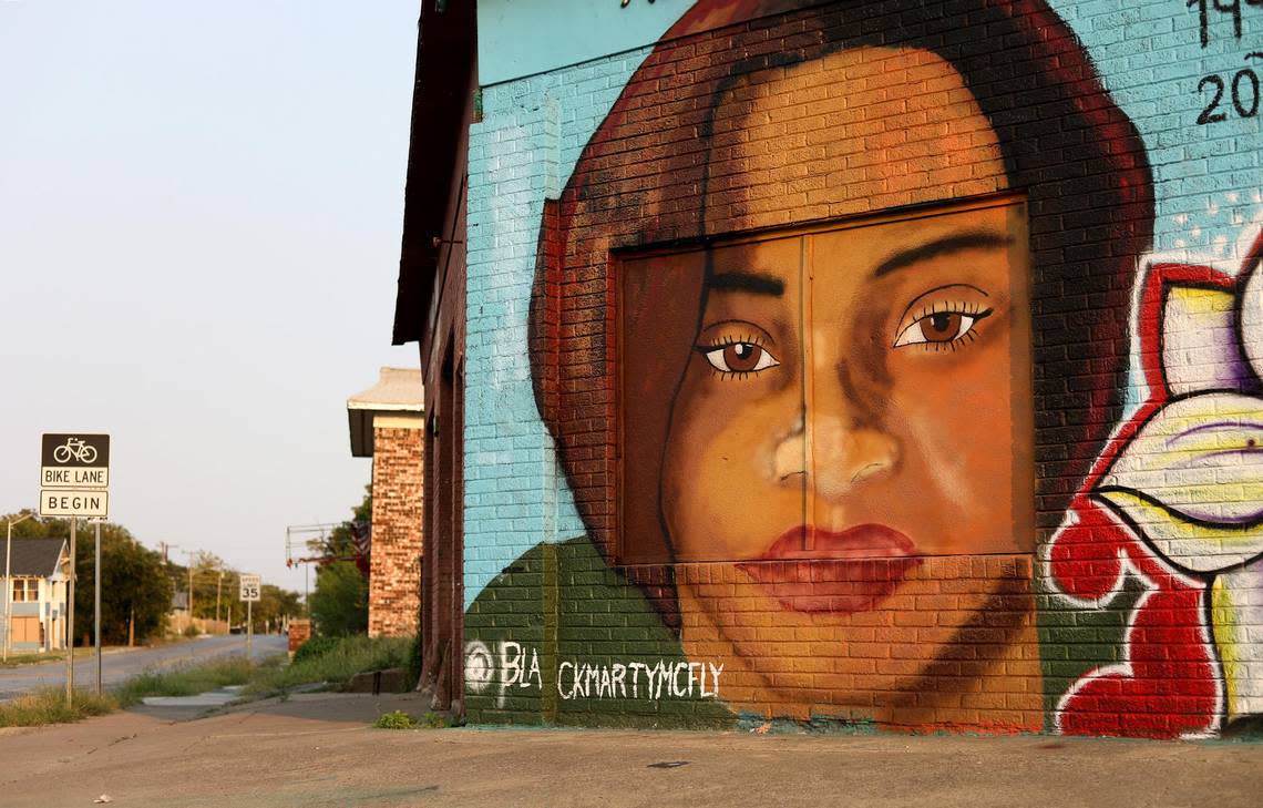 A mural at the corner of Evans and Allen in Fort Worth was painted in memory of Atatiana Jefferson, who was shot and killed by a police officer in October 2019.