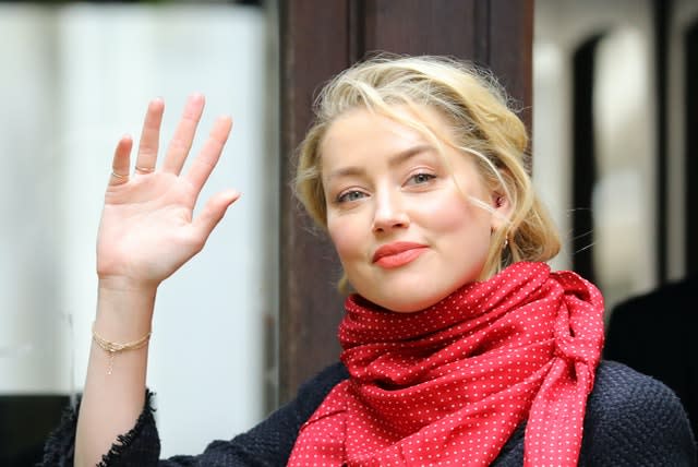 Actress Amber Heard arrives at the High Court in London