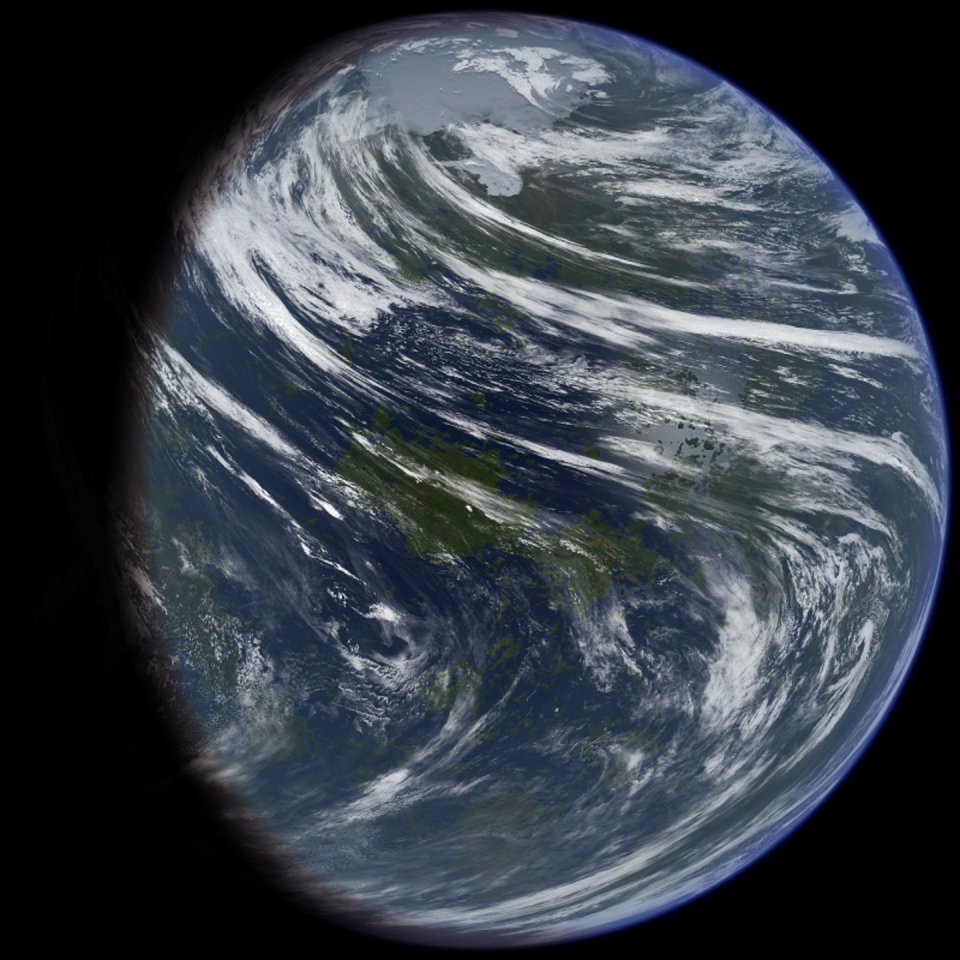 <span class="caption">An artist’s impression of what a formerly water-rich Venus may have looked like.</span> <span class="attribution"><a class="link " href="https://upload.wikimedia.org/wikipedia/commons/b/b9/TerraformedVenus.jpg" rel="nofollow noopener" target="_blank" data-ylk="slk:Daein Ballard;elm:context_link;itc:0;sec:content-canvas">Daein Ballard</a>, <a class="link " href="http://creativecommons.org/licenses/by-sa/4.0/" rel="nofollow noopener" target="_blank" data-ylk="slk:CC BY-SA;elm:context_link;itc:0;sec:content-canvas">CC BY-SA</a></span>