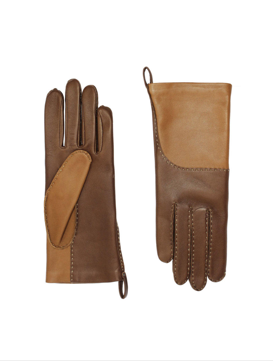 Yaelle Saddle Stitch Lambskin Leather Gloves