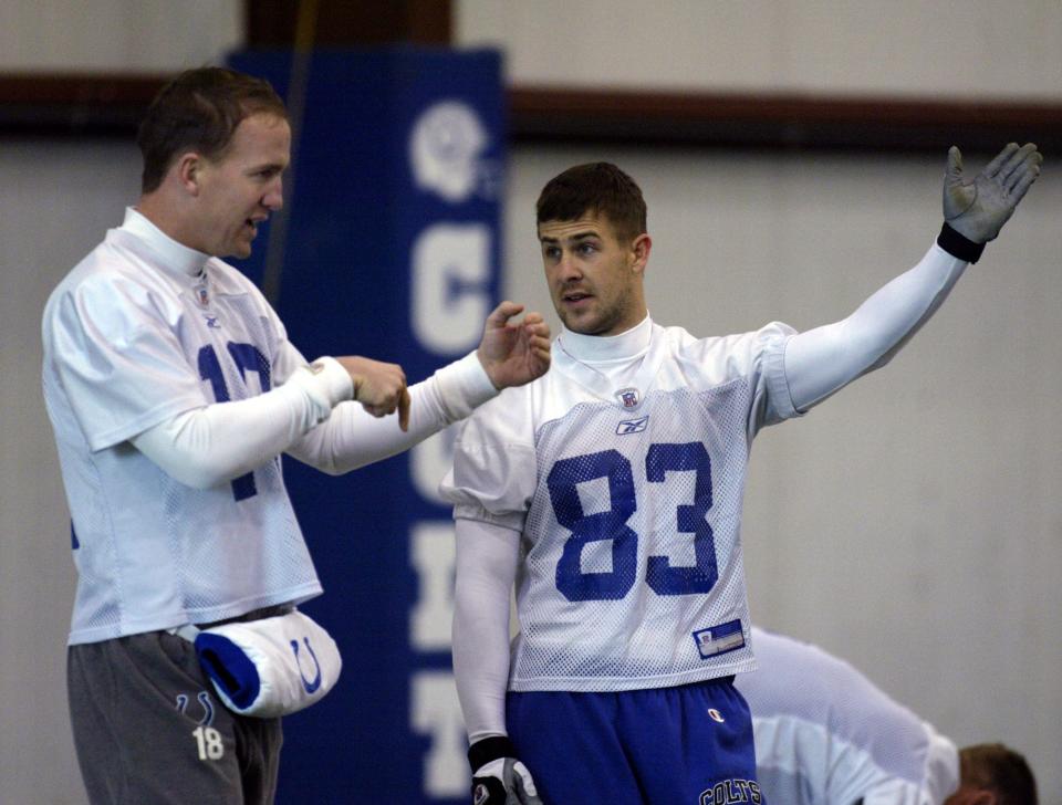 Brandon Stokley (right) played with Peyton Manning in two stops, in Indianapolis and in Denver.