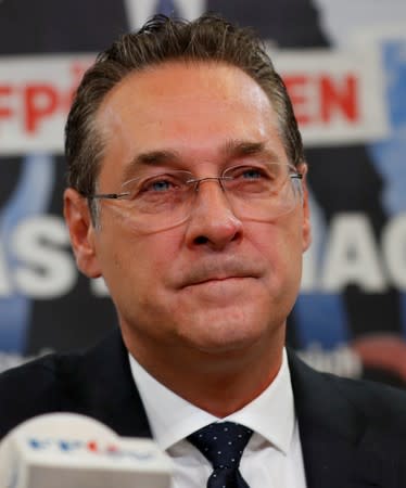 FILE PHOTO: Austria's Vice Chancellor Strache addresses the media in Vienna