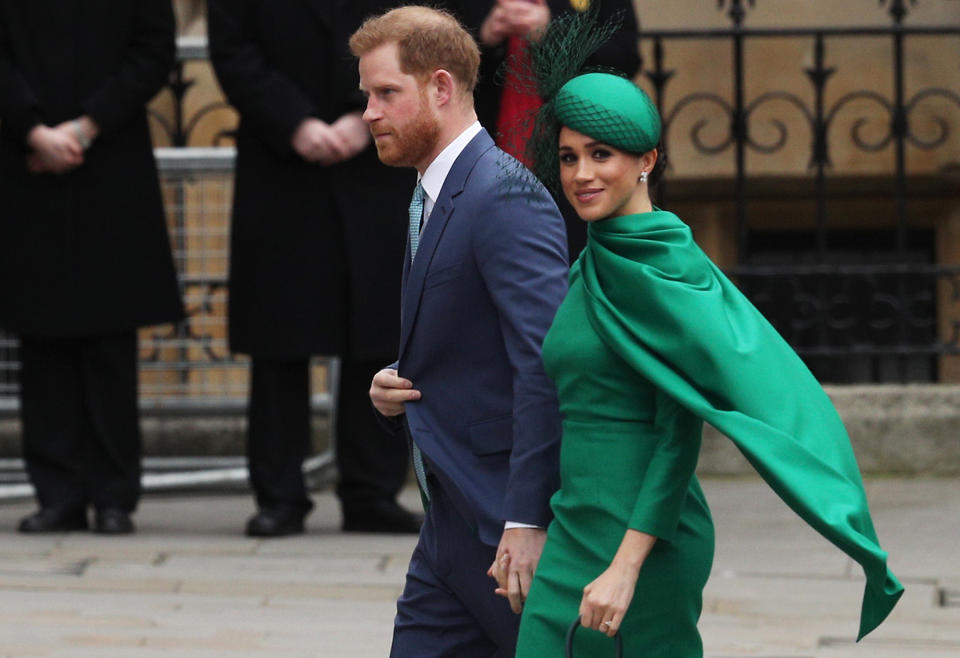 The Duke and Duchess of Sussex at the annual Commonwealth Service at Westminster Abbey on March 9, 2020. (Getty Images)