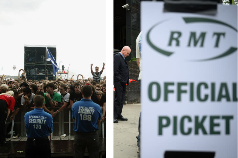 The RMT strike coincides with the Reading Festival. (Photos by Getty)