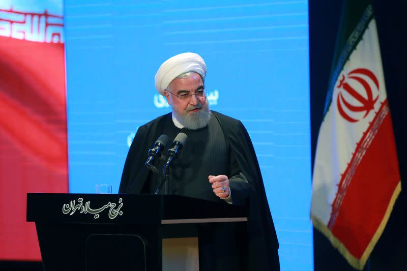 Iranian President Hassan Rouhani speaks during the National Insurance and Development Conference in Tehran