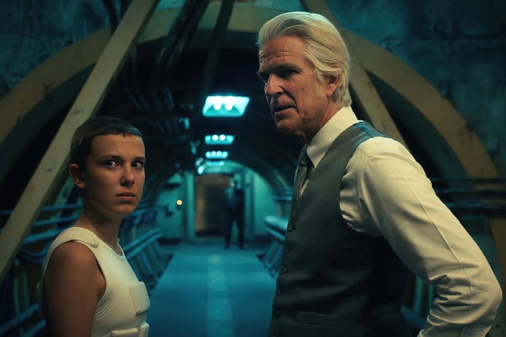 Millie Bobby Brown as Eleven and Matthew Modine as Dr. Martin Brenner in “Stranger Things.”