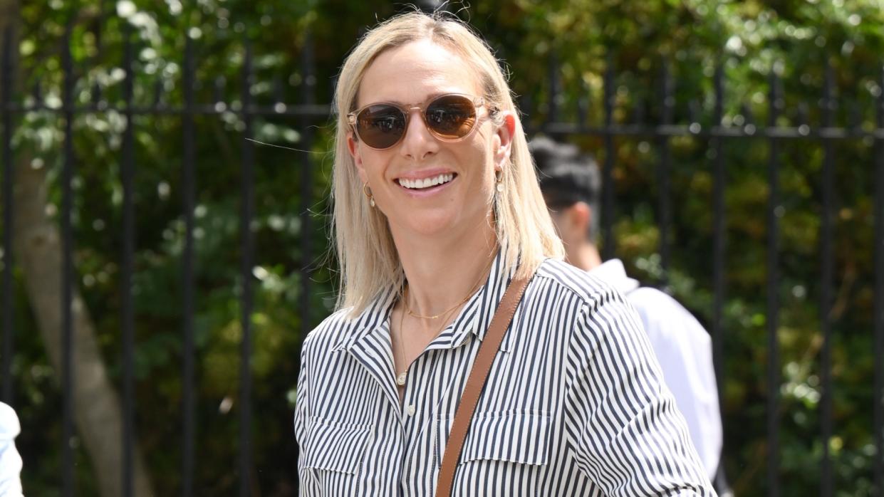  Zara Tindall attends day ten of the Wimbledon Tennis Championships. 