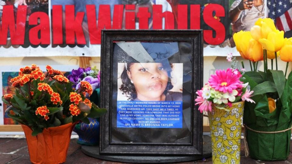 Shown is a makeshift memorial for Breonna Taylor in Louisville, Kentucky, where a grand jury indicted one police officer involved in her shooting death with three counts of wanton endangerment. Kenneth Walker, Taylor’s boyfriend, is reportedly “devastated.” (Photo by Michael M. Santiago/Getty Images)