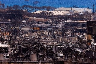 美國夏威夷茂宜島拉海納鎮被大火蹂躪的慘況。   圖：達志影像/路透社（資料照）