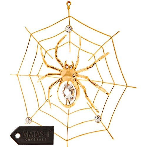 1) Crystal Studded Spider on Spider Web Ornament