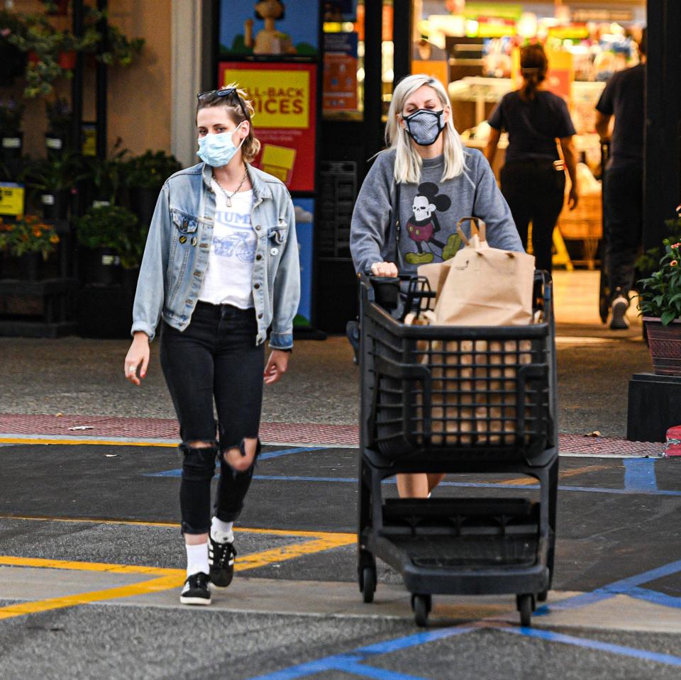 <p>Kristen Stewart and girlfriend Dylan Meyer stock up on groceries together on Thursday in Malibu. </p>