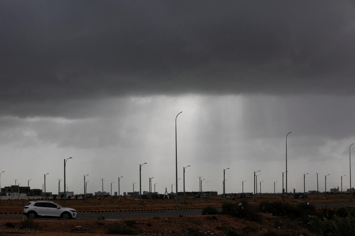 A view of rain clouds before the arrival of cyclonic storm Biparjoy, in Karachi, Pakistan (REUTERS)