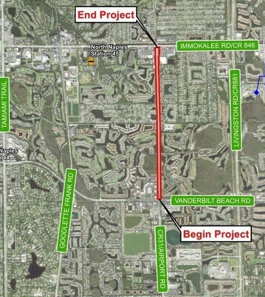 Map of the Airport Rd Widening Project