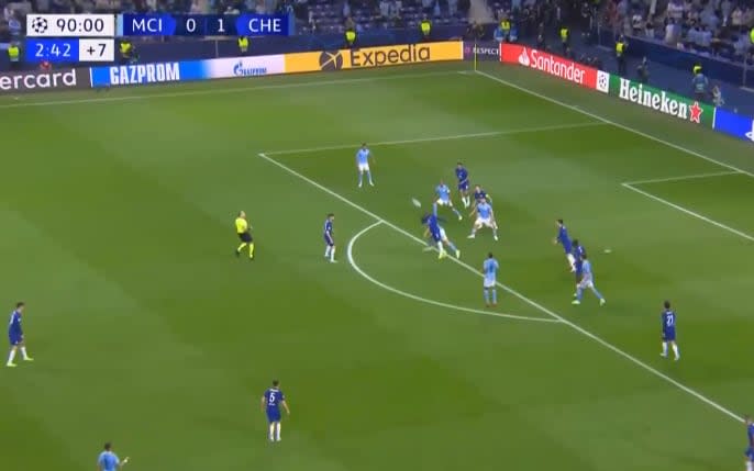 With the clock ticking down, Kante intercepts again to deny City in the closing moments - BT Sport