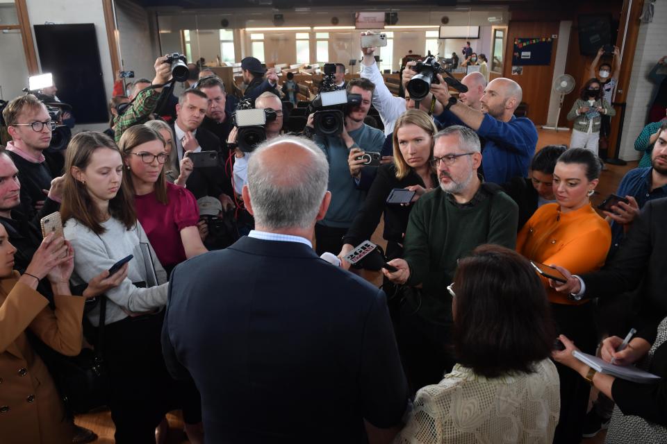 Prime Minister Scott Morrison and Liberal member for Chisholm Gladys Liu speak to the media after a Good Friday service. Source: AAP