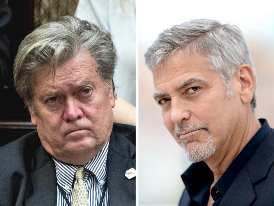 Steve Bannon "would still be in Hollywood making movies and kissing my ass," if he could, said George Clooney. (Photo: Getty)