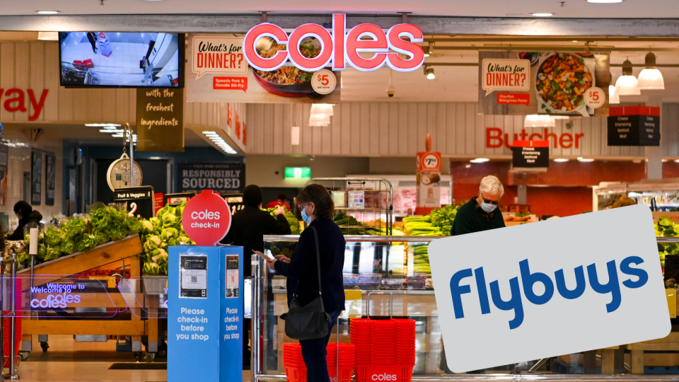 Coles supermarket and Flybuys card.