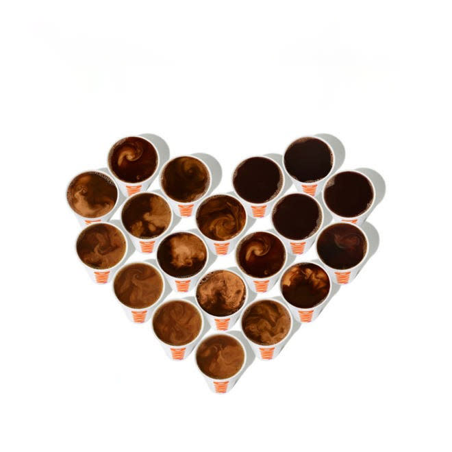 dunkin donots coffee cups in heart shape