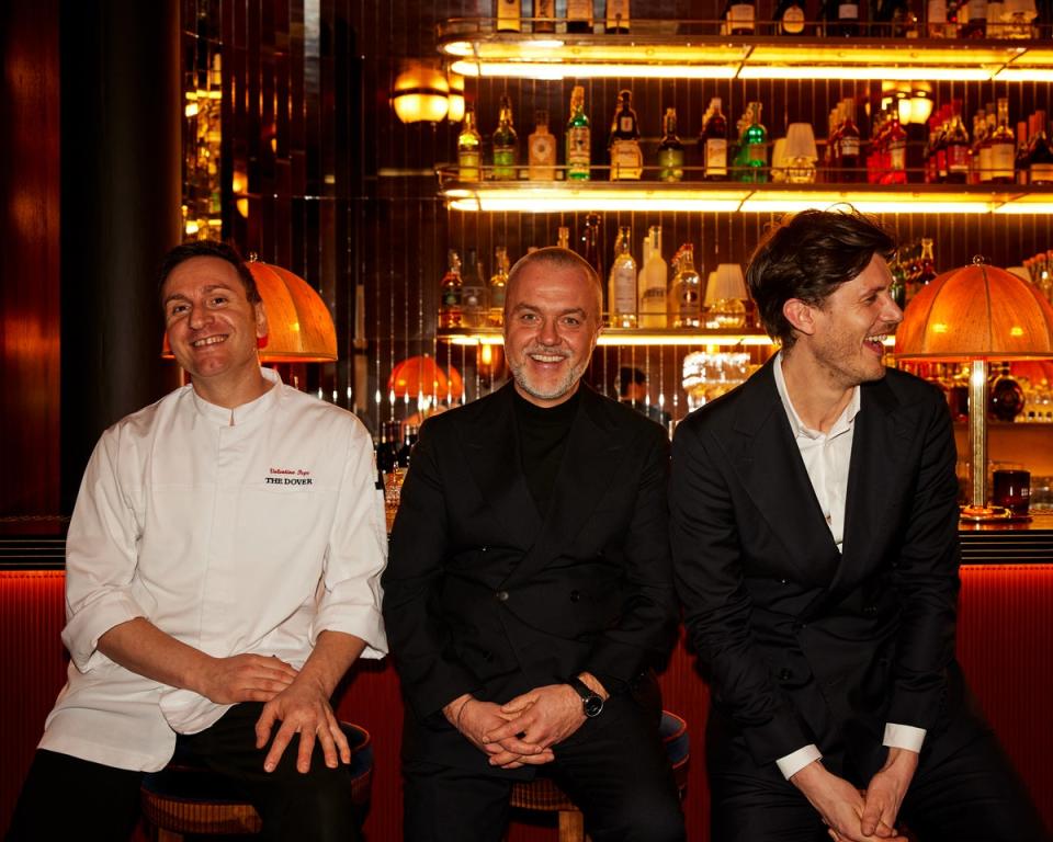 Kuczmarski, centre, with chef Valentino Pepe and general manager Tobias Smithson (Press handout)