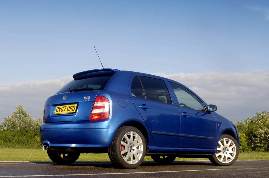 <p>The 2003-2007 Fabia was offered in an array of guises but the 1.9-litre TDI vRS variant was, and still is, sought after – it’s easy to see why. It may only have a humble 126bhp from its high-pressure diesel engine, but its party piece was the <strong>229lb ft</strong> of torque on offer from as little as 1900rpm. This, coupled with a 1300kg weight, provided impressive pace. Skoda quoted 9.6sec for the official 0-60mph, but a previous Autocar test saw 7.2sec – admirable from a car that’ll still deliver 56mpg. £1990 will buy you one with around 150,000 miles on the clock. As long as it has a decent service history it should be good for a fair few thousand more.</p>