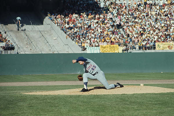 Tug McGraw in action playing baseball