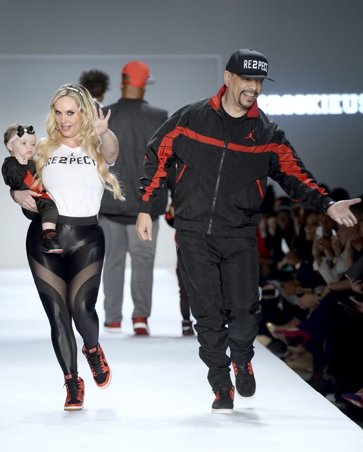 Coco, Ice-T, and baby Chanel are one stylish family! (Photo: Fernanda Calfat/Getty Images for New York Fashion Week: The Shows)