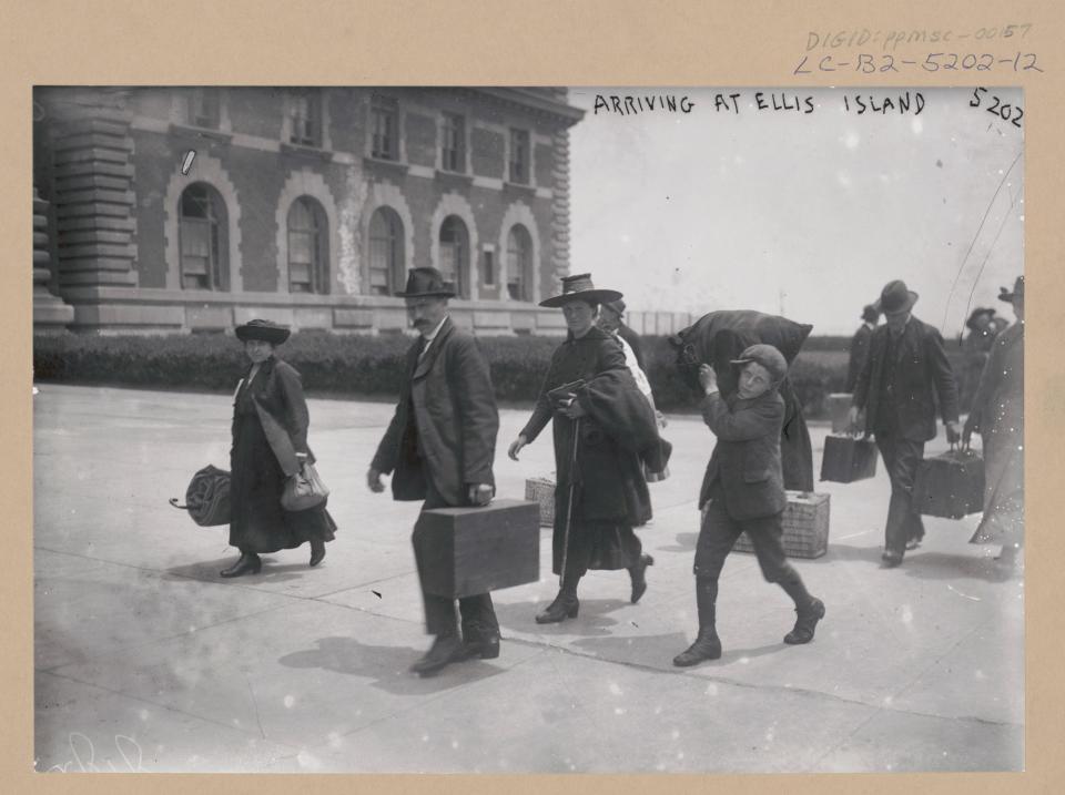 Arriving at Ellis Island 1920.