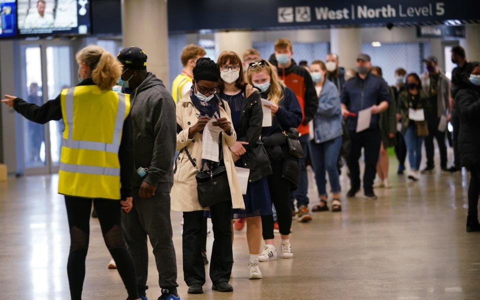 Queues at Tottenham Hotspur's stadium in north London - Yui Monk/PA