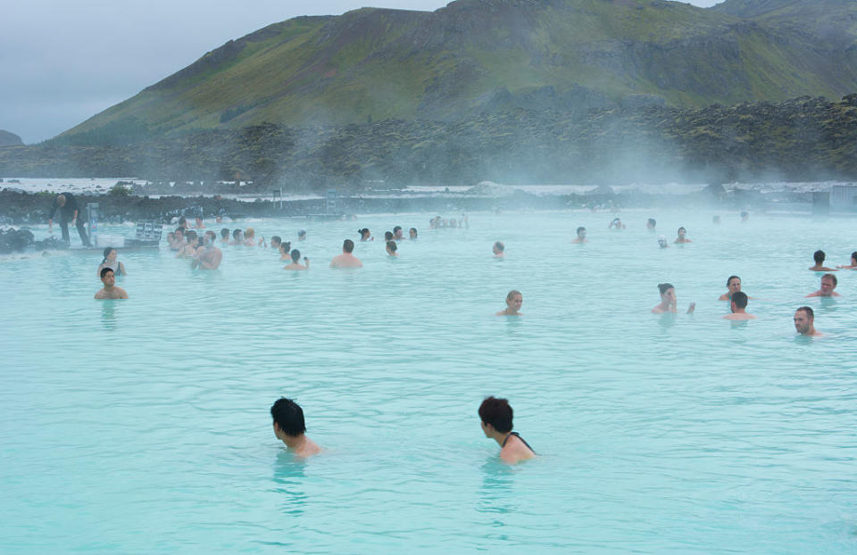 The Blue Lagoon with many people in it